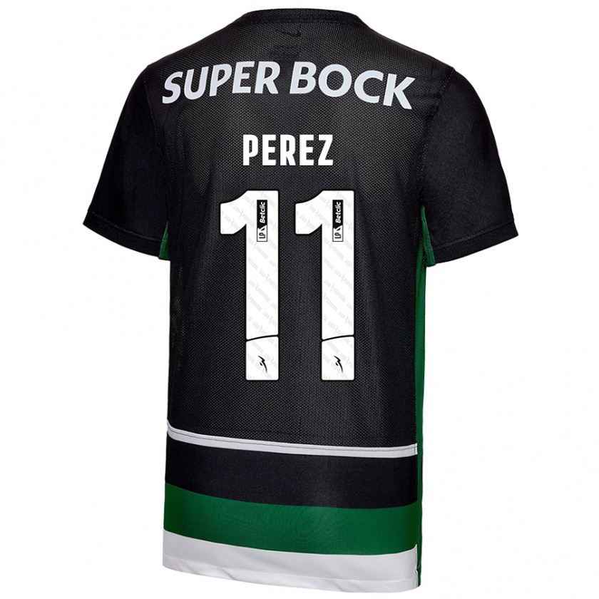 Kandiny Gyermek Brenda Pérez #11 Fekete Fehér Zöld Hazai Jersey 2024/25 Mez Póló Ing