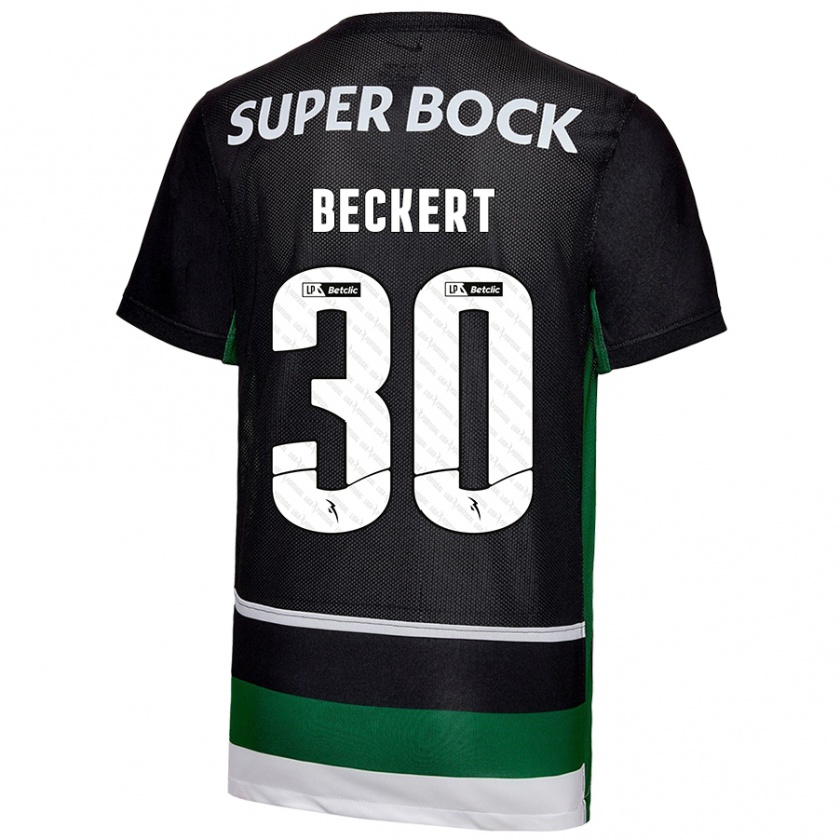 Kandiny Gyermek Carolina Beckert #30 Fekete Fehér Zöld Hazai Jersey 2024/25 Mez Póló Ing