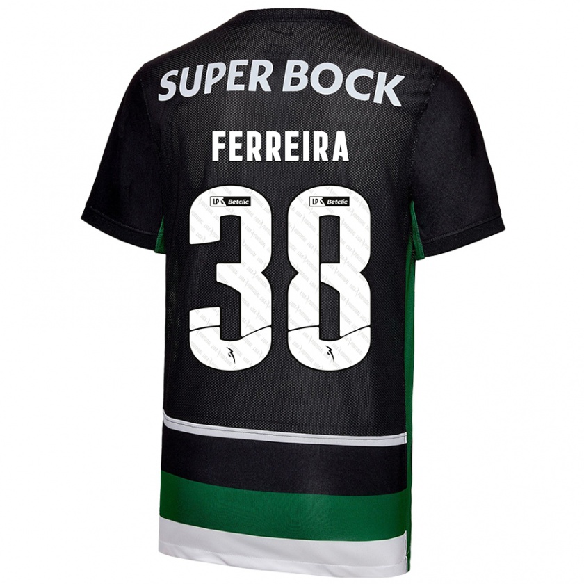 Kandiny Gyermek Marta Ferreira #38 Fekete Fehér Zöld Hazai Jersey 2024/25 Mez Póló Ing