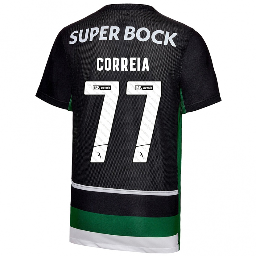 Kandiny Gyermek Alícia Correia #77 Fekete Fehér Zöld Hazai Jersey 2024/25 Mez Póló Ing