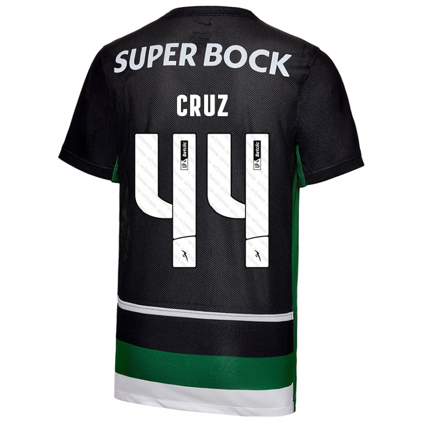 Kandiny Gyermek Marco Cruz #44 Fekete Fehér Zöld Hazai Jersey 2024/25 Mez Póló Ing