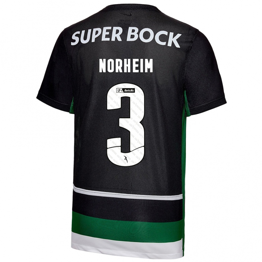 Kandiny Gyermek Andrea Norheim #3 Fekete Fehér Zöld Hazai Jersey 2024/25 Mez Póló Ing