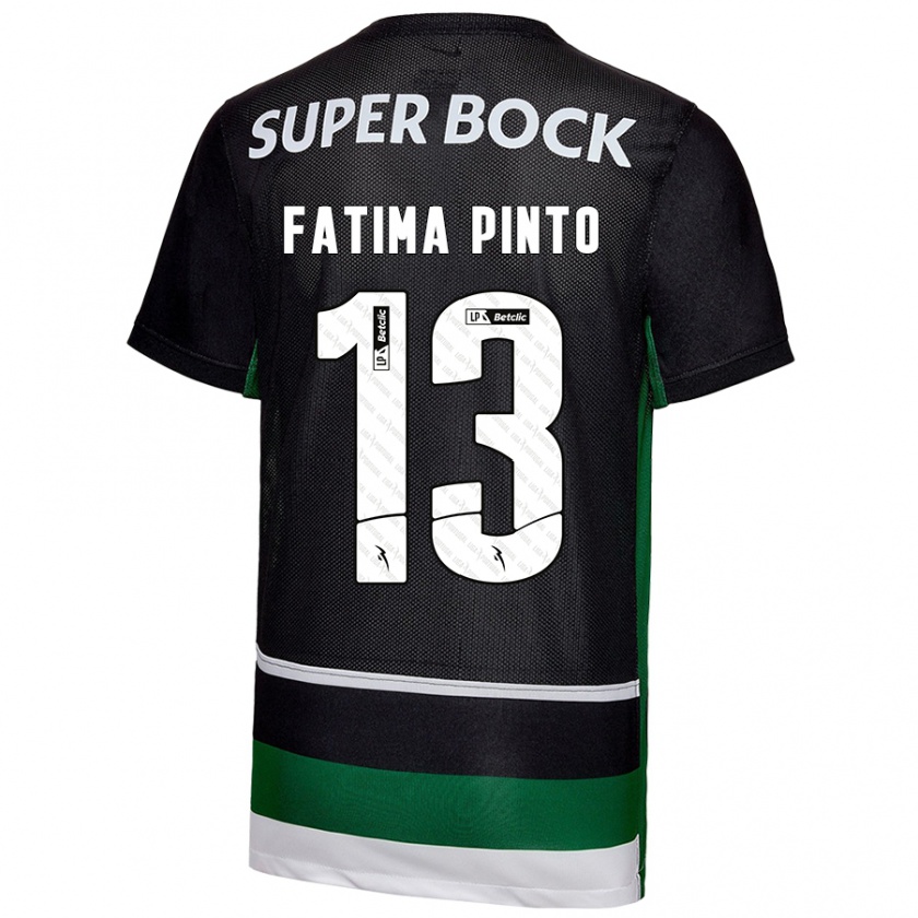 Kandiny Gyermek Fátima Alexandra Figueira Pinto #13 Fekete Fehér Zöld Hazai Jersey 2024/25 Mez Póló Ing