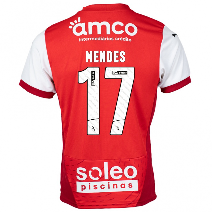 Kandiny Gyermek Joe Mendes #17 Piros Fehér Hazai Jersey 2024/25 Mez Póló Ing