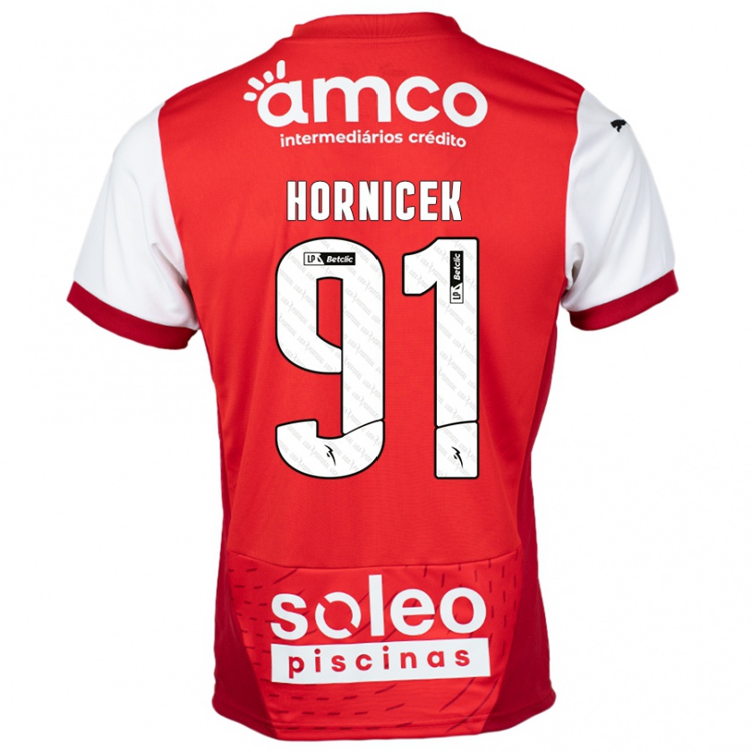 Kandiny Gyermek Lukas Hornicek #91 Piros Fehér Hazai Jersey 2024/25 Mez Póló Ing