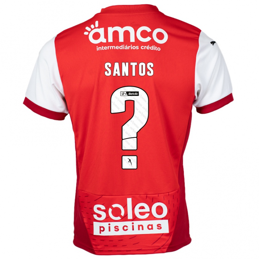 Kandiny Gyermek Matheus Santos #0 Piros Fehér Hazai Jersey 2024/25 Mez Póló Ing