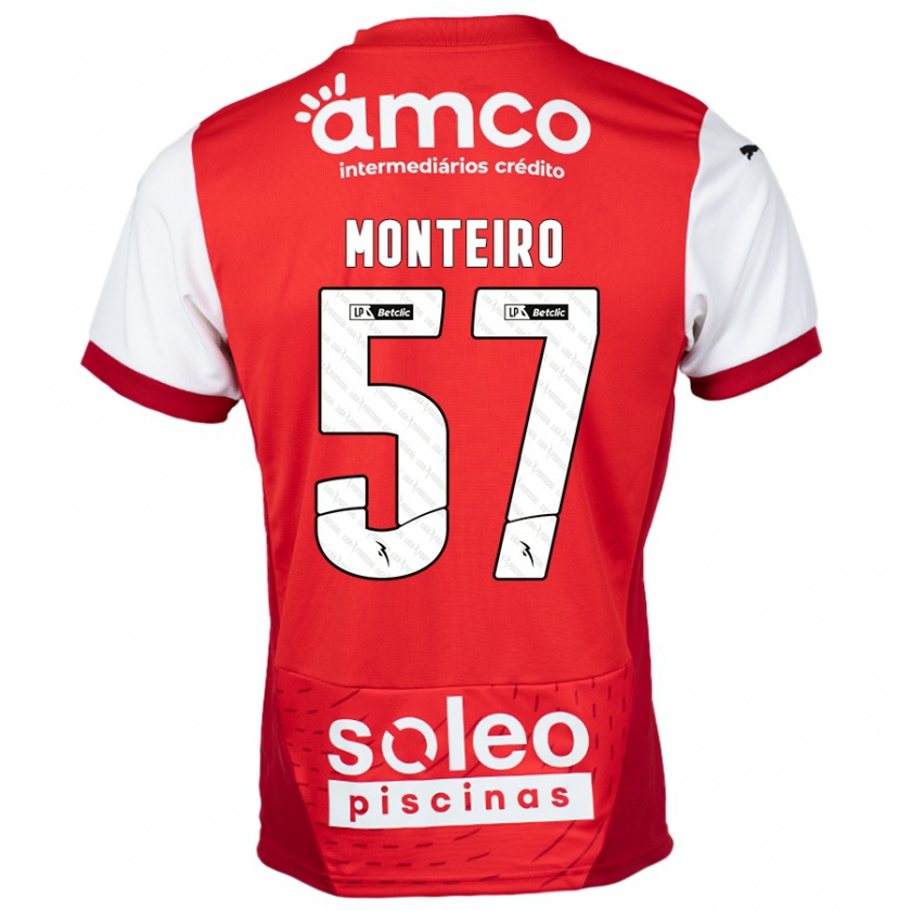 Kandiny Gyermek Jordan Monteiro #57 Piros Fehér Hazai Jersey 2024/25 Mez Póló Ing