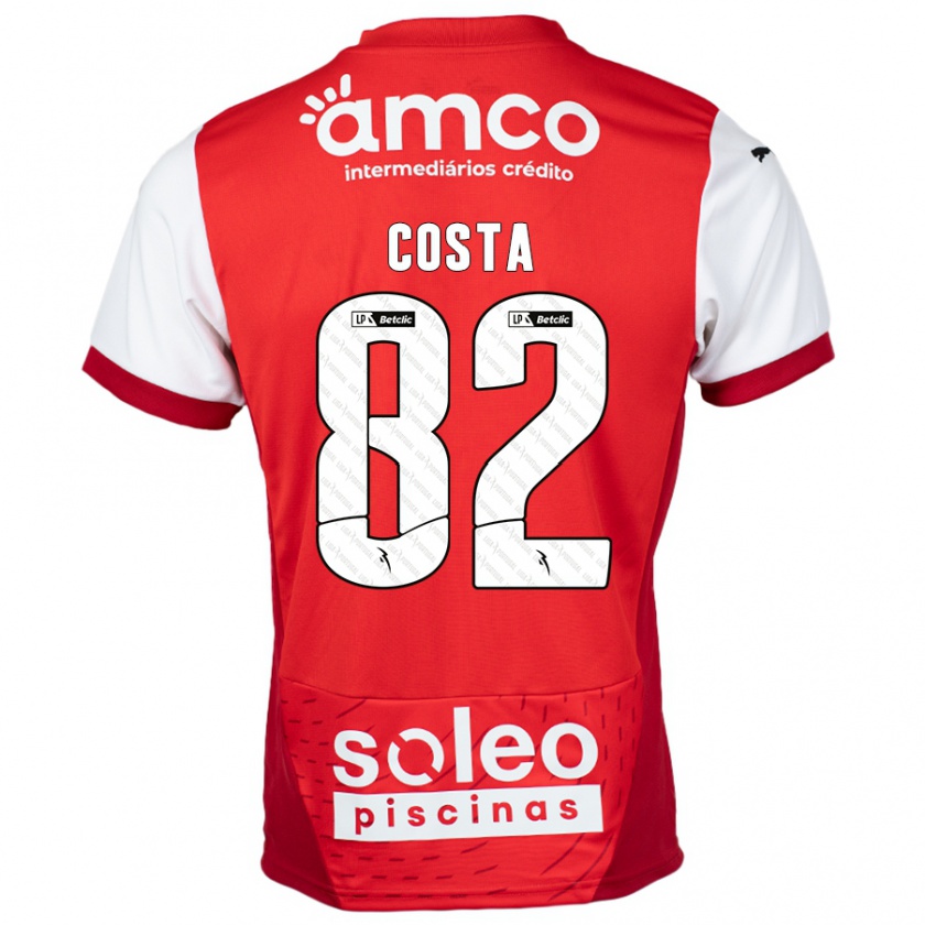 Kandiny Gyermek Gui Costa #82 Piros Fehér Hazai Jersey 2024/25 Mez Póló Ing