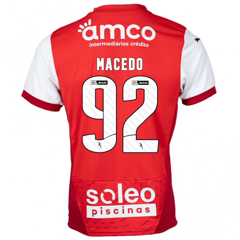 Kandiny Gyermek Rodrigo Macedo #92 Piros Fehér Hazai Jersey 2024/25 Mez Póló Ing