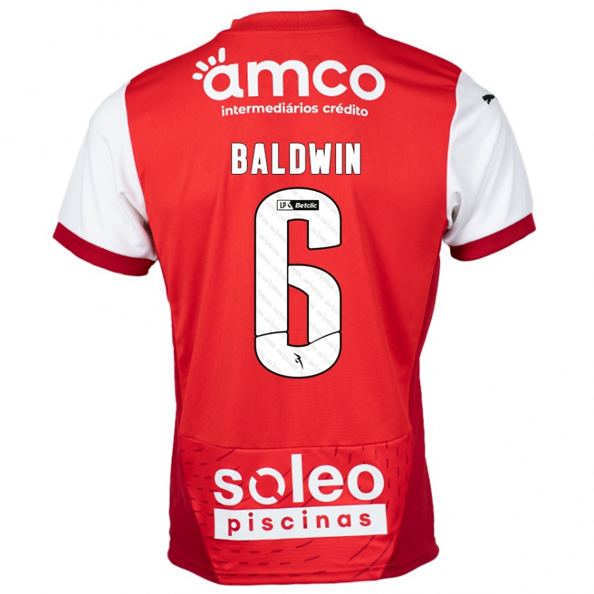 Kandiny Gyermek Carlyn Baldwin #6 Piros Fehér Hazai Jersey 2024/25 Mez Póló Ing