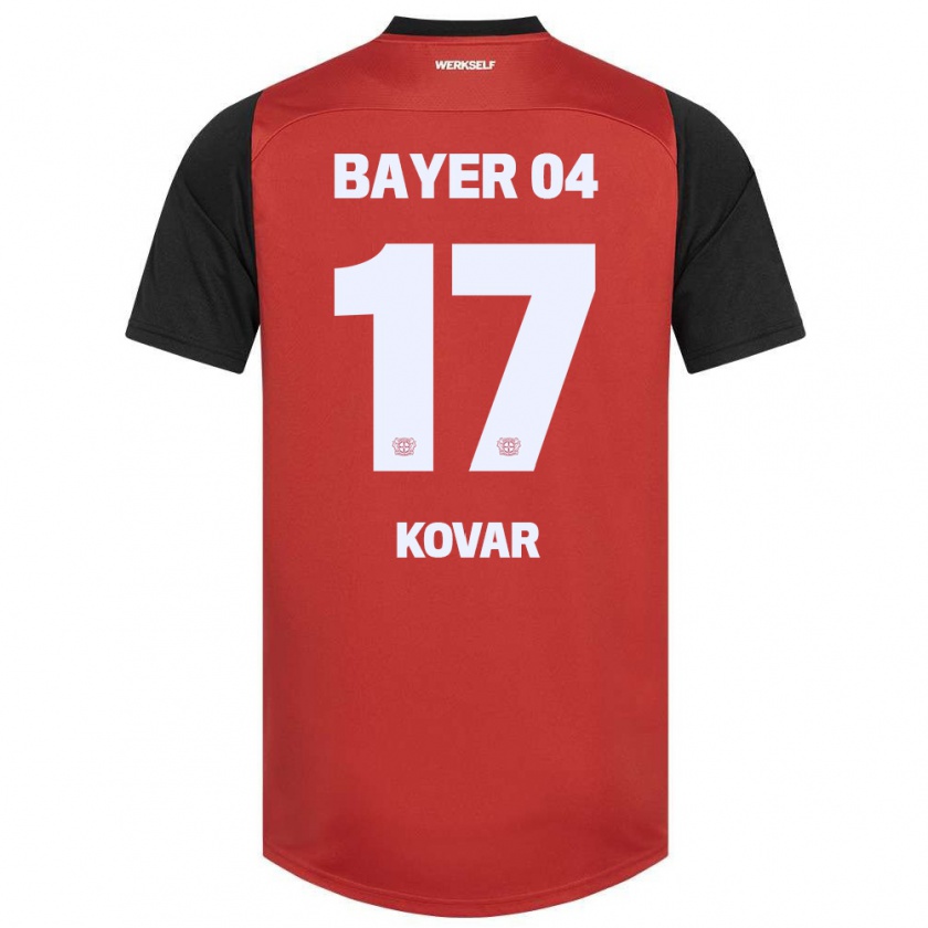 Kandiny Gyermek Matej Kovar #17 Piros Fekete Hazai Jersey 2024/25 Mez Póló Ing