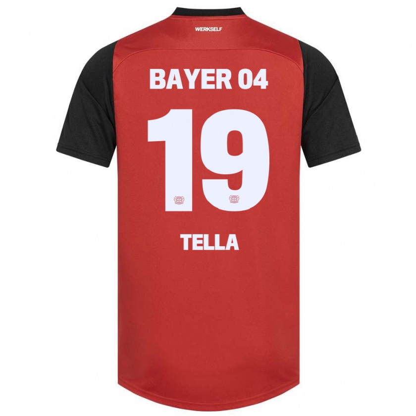 Kandiny Gyermek Nathan Tella #19 Piros Fekete Hazai Jersey 2024/25 Mez Póló Ing