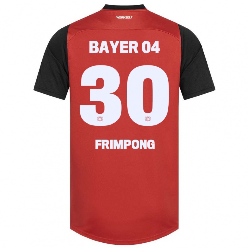 Kandiny Gyermek Jeremie Frimpong #30 Piros Fekete Hazai Jersey 2024/25 Mez Póló Ing