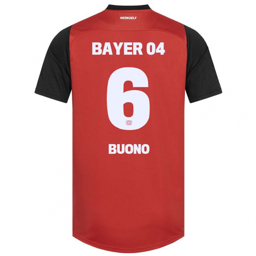 Kandiny Gyermek Francesco Buono #6 Piros Fekete Hazai Jersey 2024/25 Mez Póló Ing