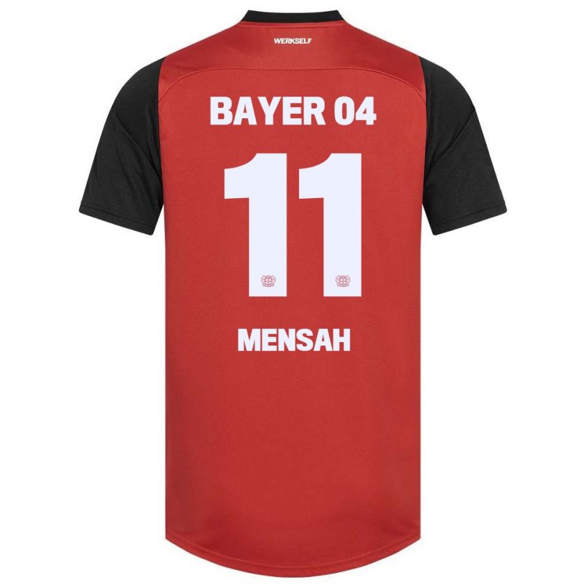 Kandiny Gyermek Jeremiah Mensah #11 Piros Fekete Hazai Jersey 2024/25 Mez Póló Ing