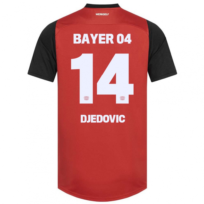 Kandiny Gyermek Melis Djedovic #14 Piros Fekete Hazai Jersey 2024/25 Mez Póló Ing