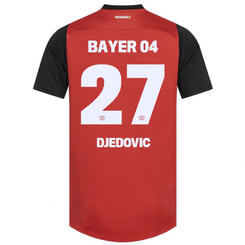 Kandiny Gyermek Seldin Djedovic #27 Piros Fekete Hazai Jersey 2024/25 Mez Póló Ing