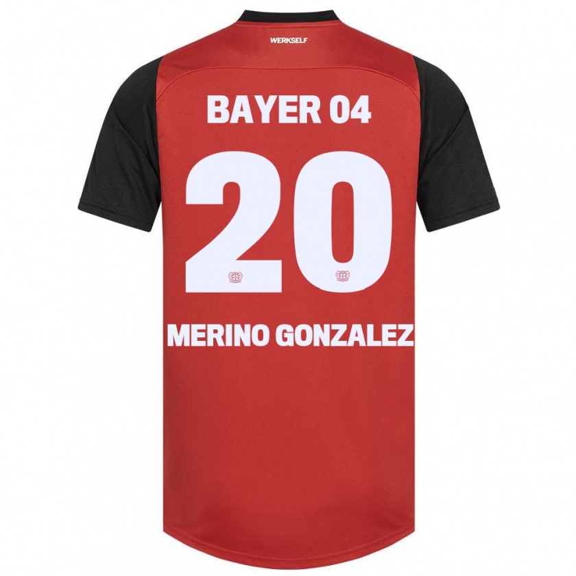 Kandiny Gyermek Estrella Merino Gonzalez #20 Piros Fekete Hazai Jersey 2024/25 Mez Póló Ing