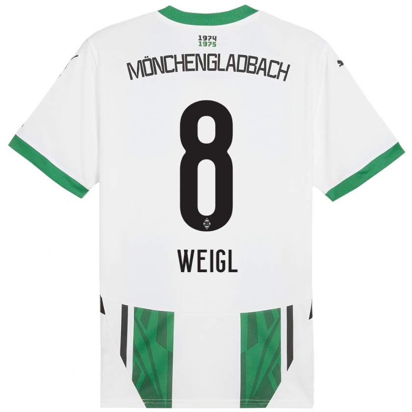 Kandiny Gyermek Julian Weigl #8 Fehér Zöld Hazai Jersey 2024/25 Mez Póló Ing