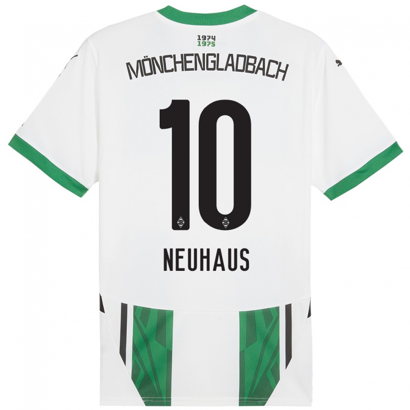 Kandiny Gyermek Florian Neuhaus #10 Fehér Zöld Hazai Jersey 2024/25 Mez Póló Ing