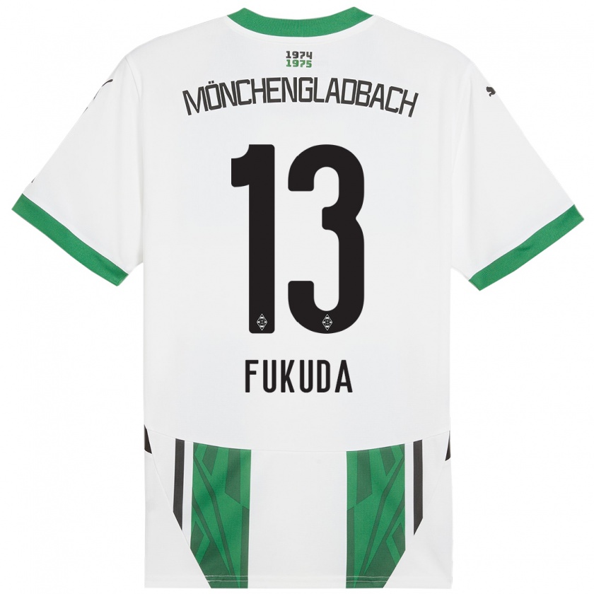 Kandiny Gyermek Shio Fukuda #13 Fehér Zöld Hazai Jersey 2024/25 Mez Póló Ing