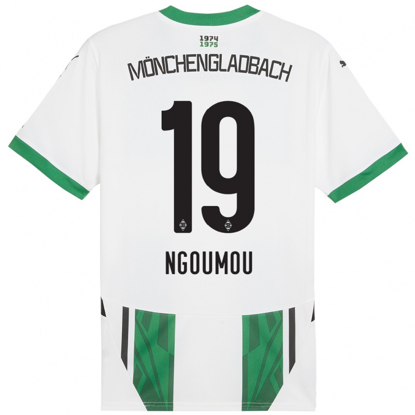 Kandiny Gyermek Nathan Ngoumou #19 Fehér Zöld Hazai Jersey 2024/25 Mez Póló Ing