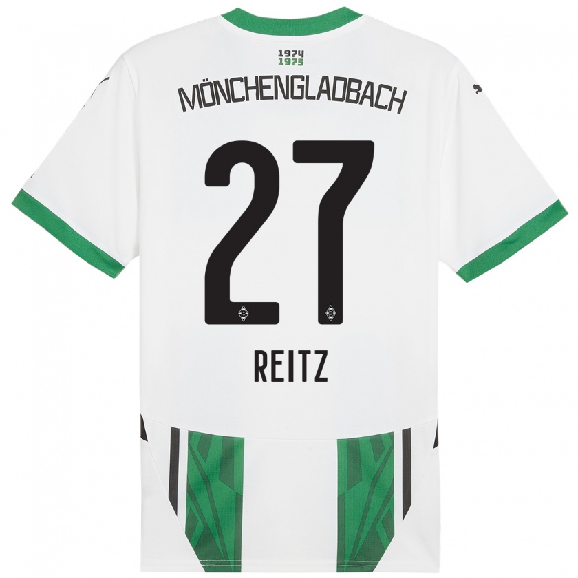 Kandiny Gyermek Rocco Reitz #27 Fehér Zöld Hazai Jersey 2024/25 Mez Póló Ing