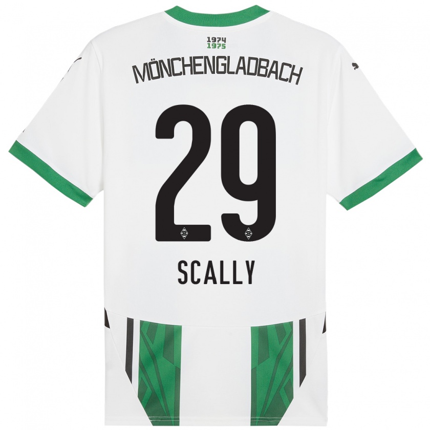 Kandiny Gyermek Joe Scally #29 Fehér Zöld Hazai Jersey 2024/25 Mez Póló Ing