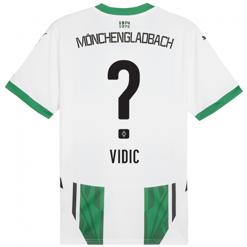 Kandiny Gyermek Nico Vidic #0 Fehér Zöld Hazai Jersey 2024/25 Mez Póló Ing