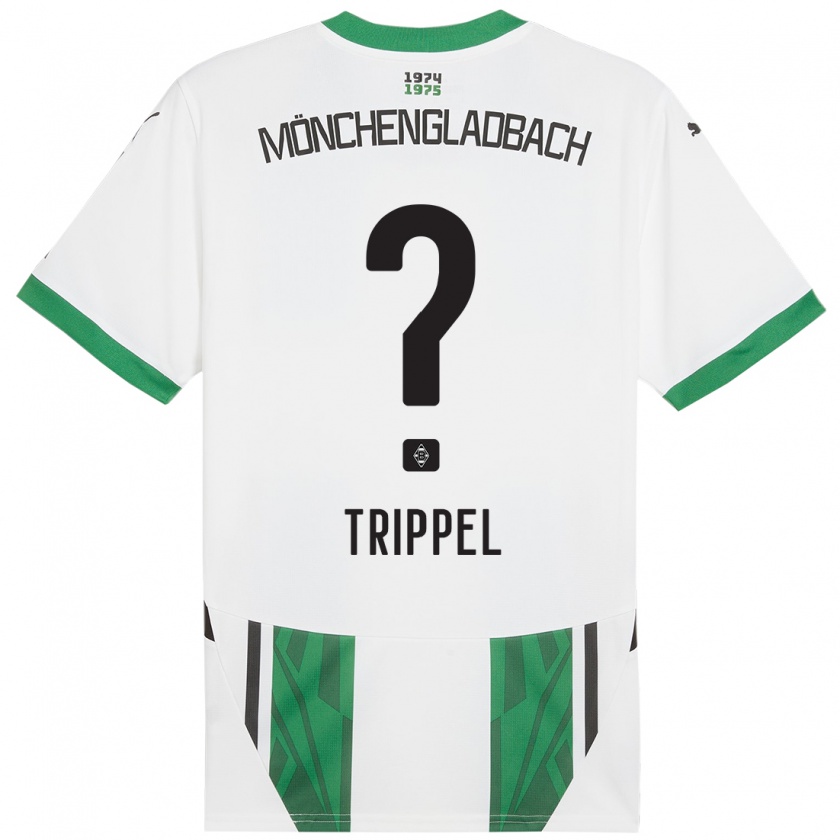 Kandiny Gyermek Marcello Trippel #0 Fehér Zöld Hazai Jersey 2024/25 Mez Póló Ing