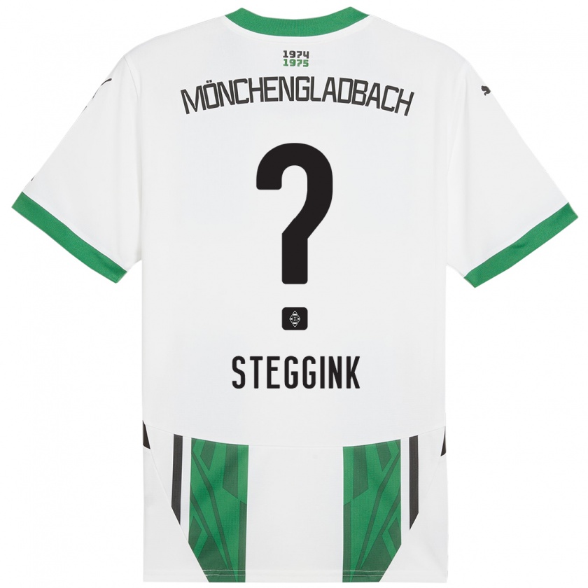 Kandiny Gyermek Lennart Steggink #0 Fehér Zöld Hazai Jersey 2024/25 Mez Póló Ing