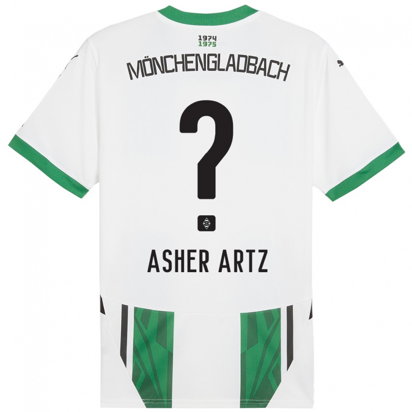 Kandiny Gyermek Asher Artz #0 Fehér Zöld Hazai Jersey 2024/25 Mez Póló Ing