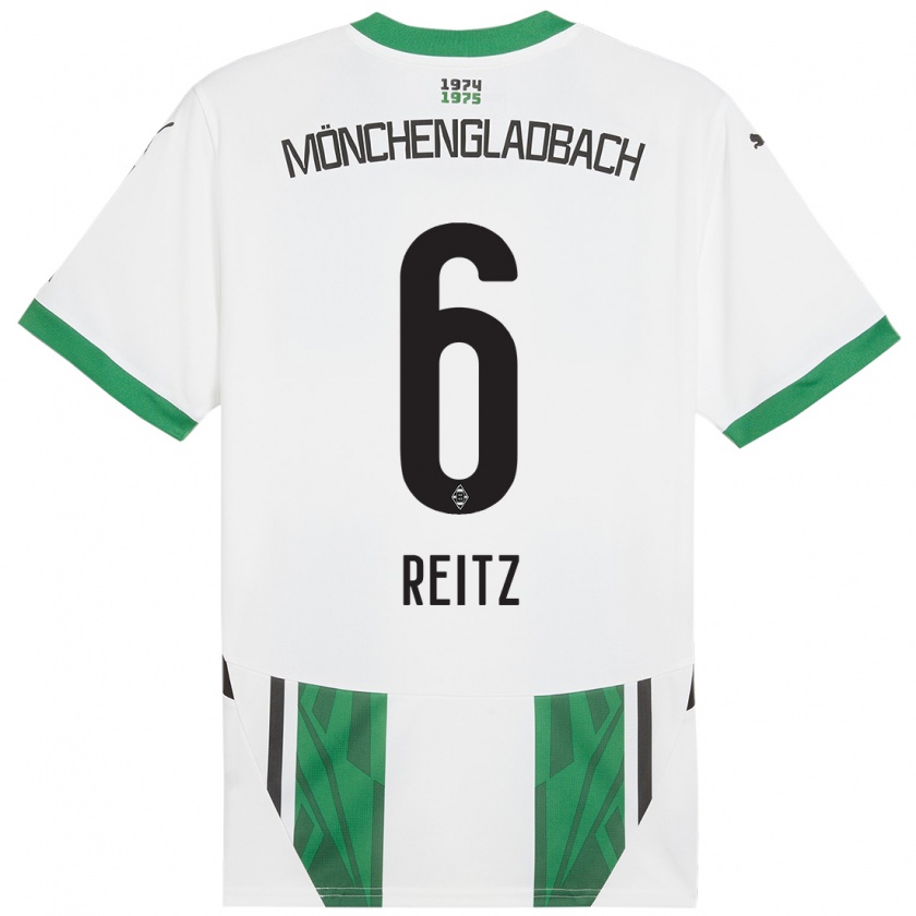 Kandiny Gyermek Tony Reitz #6 Fehér Zöld Hazai Jersey 2024/25 Mez Póló Ing