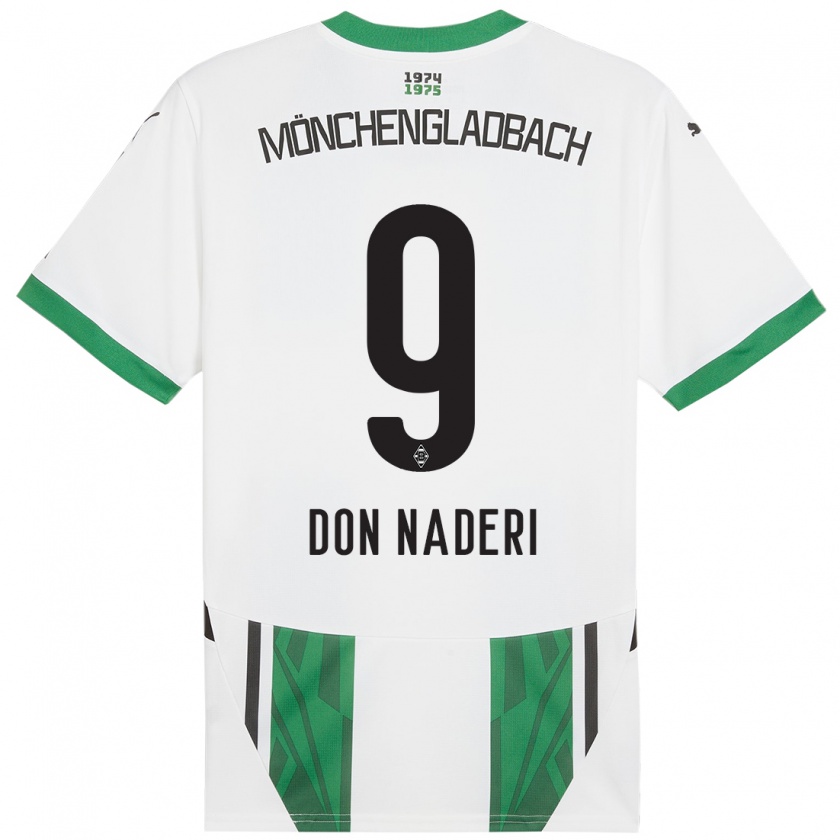 Kandiny Gyermek Ryan Naderi #9 Fehér Zöld Hazai Jersey 2024/25 Mez Póló Ing