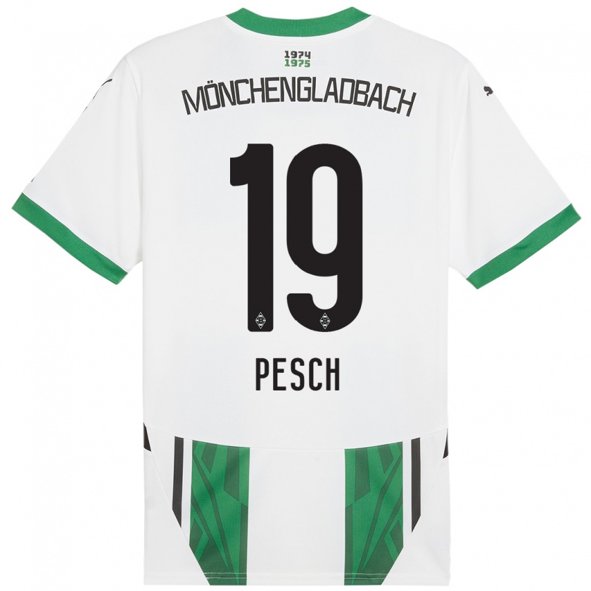 Kandiny Gyermek Noah Pesch #19 Fehér Zöld Hazai Jersey 2024/25 Mez Póló Ing