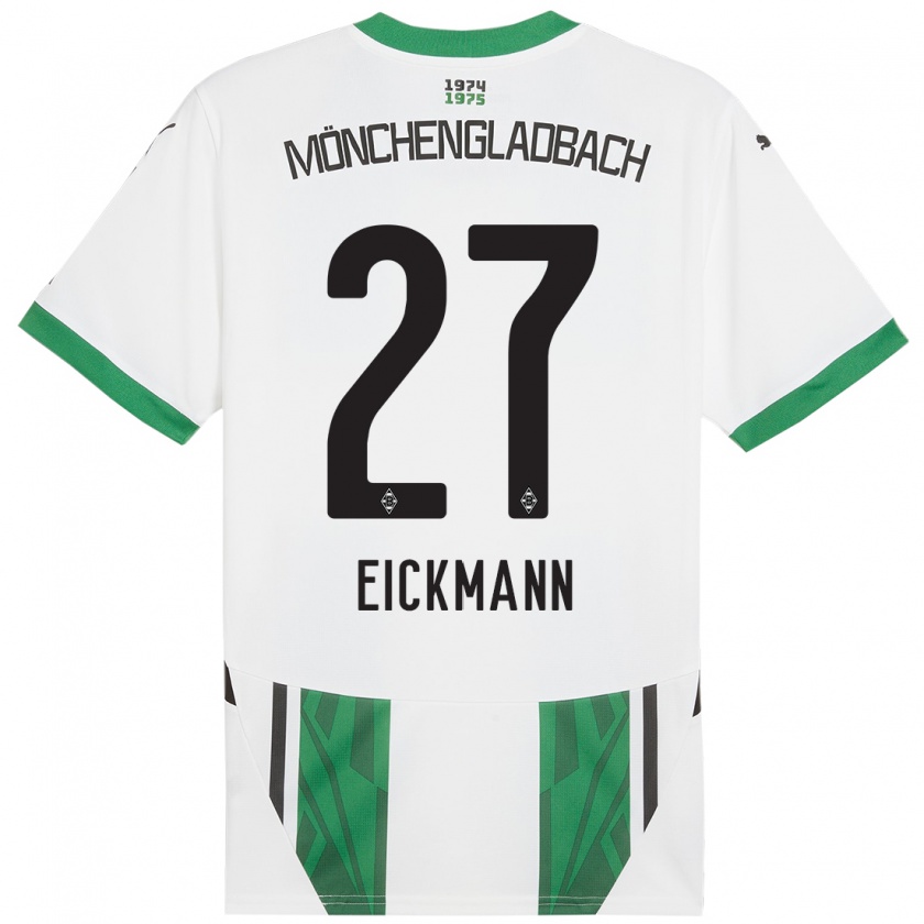 Kandiny Gyermek Mia Eickmann #27 Fehér Zöld Hazai Jersey 2024/25 Mez Póló Ing