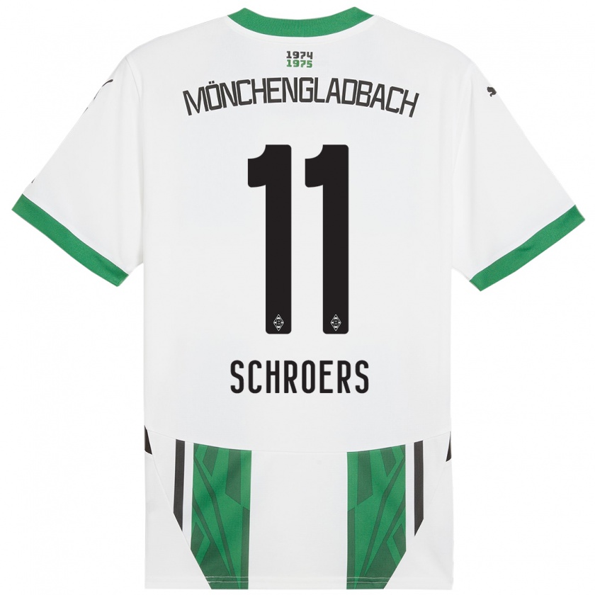 Kandiny Gyermek Mika Schroers #11 Fehér Zöld Hazai Jersey 2024/25 Mez Póló Ing