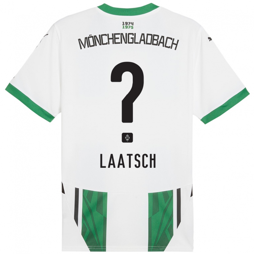 Kandiny Gyermek Leonard Laatsch #0 Fehér Zöld Hazai Jersey 2024/25 Mez Póló Ing