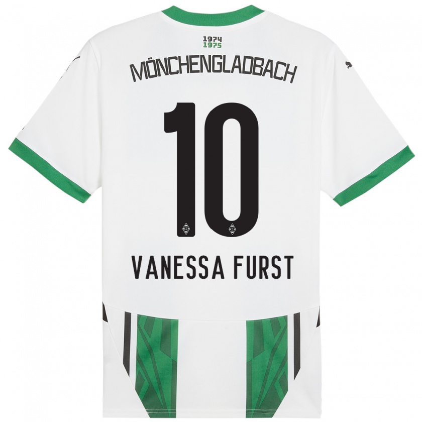 Kandiny Gyermek Vanessa Fürst #10 Fehér Zöld Hazai Jersey 2024/25 Mez Póló Ing