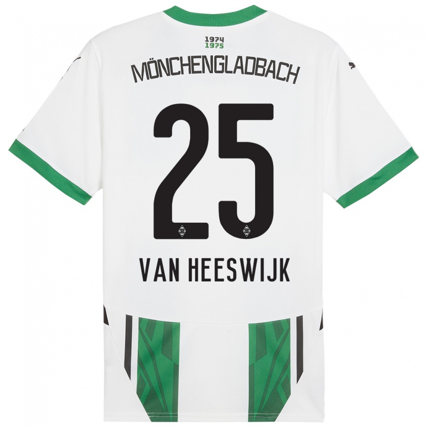 Kandiny Gyermek Amber Van Heeswijk #25 Fehér Zöld Hazai Jersey 2024/25 Mez Póló Ing