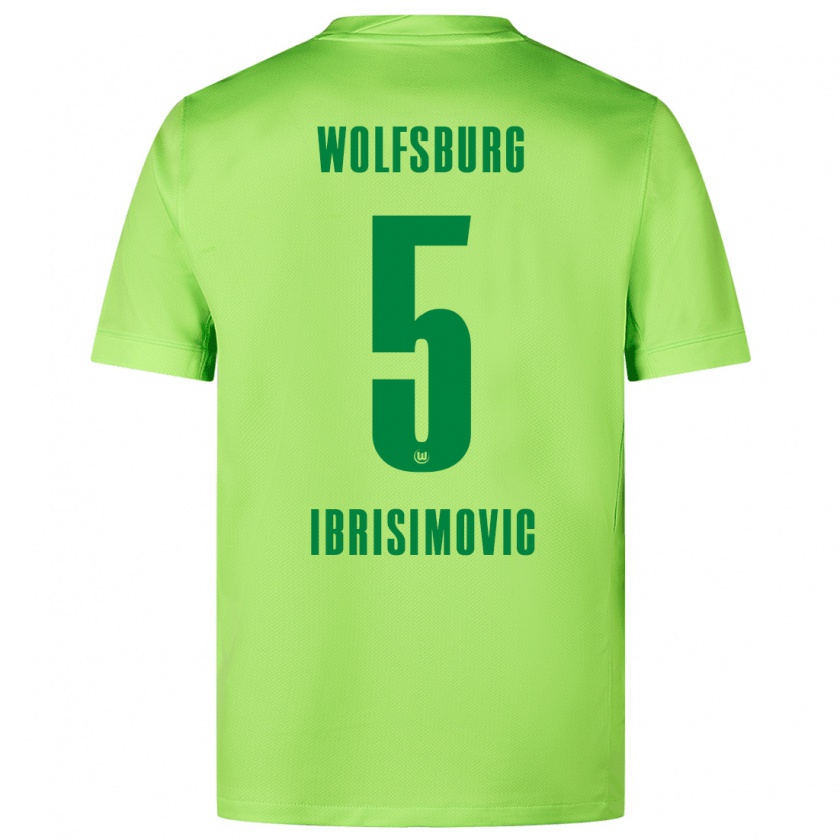 Kandiny Gyermek Amar Ibrisimovic #5 Fluoreszkáló Zöld Hazai Jersey 2024/25 Mez Póló Ing