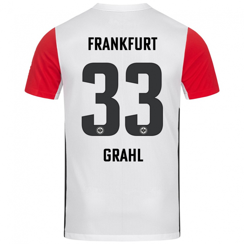 Kandiny Gyermek Jens Grahl #33 Fehér Piros Hazai Jersey 2024/25 Mez Póló Ing