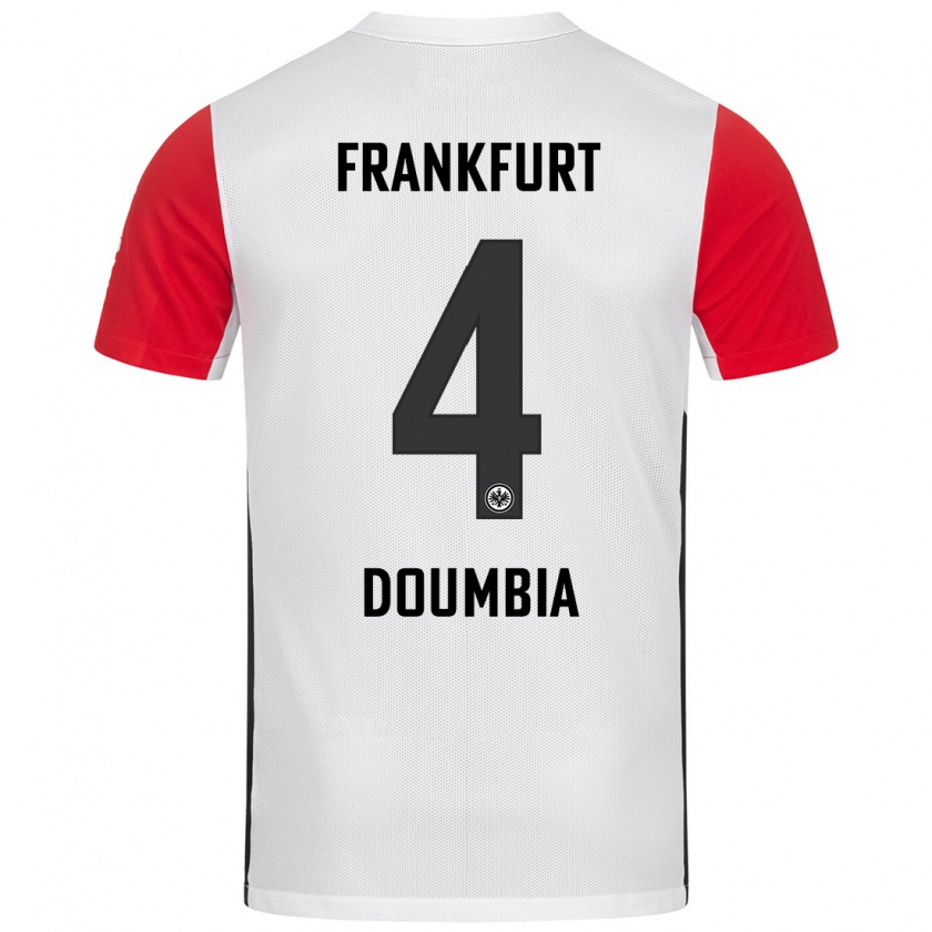 Kandiny Gyermek Fousseny Doumbia #4 Fehér Piros Hazai Jersey 2024/25 Mez Póló Ing