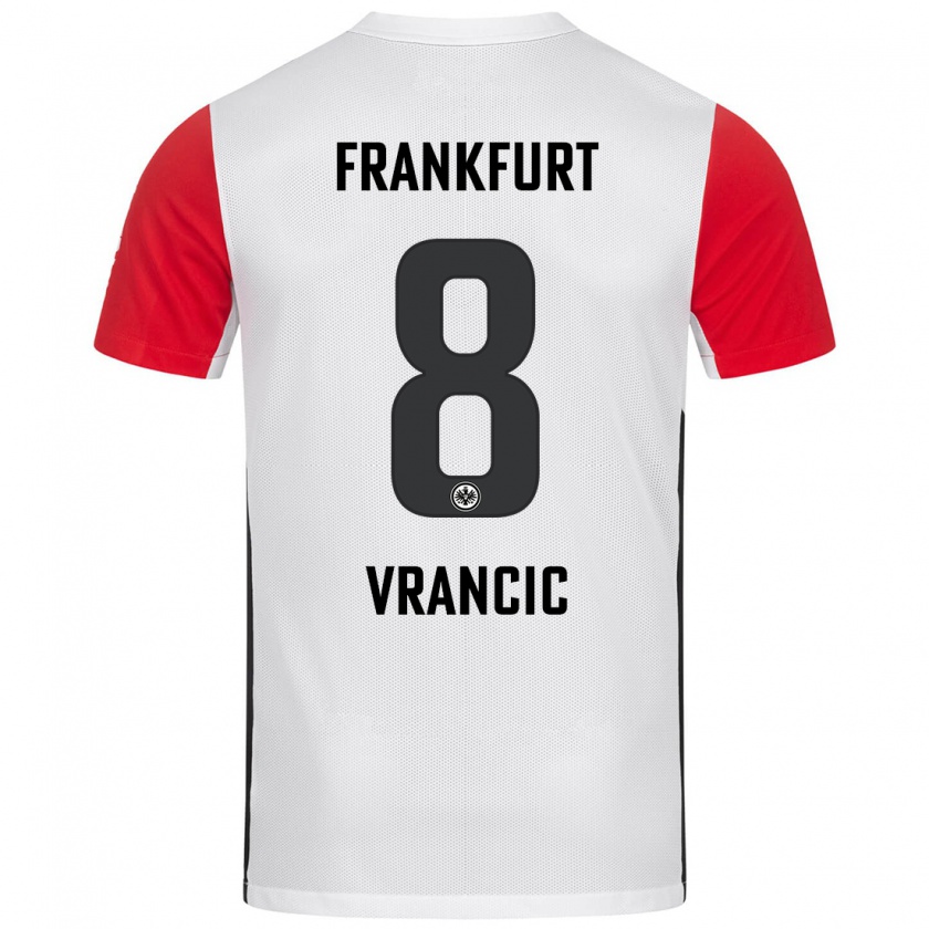 Kandiny Gyermek Mario Vrancic #8 Fehér Piros Hazai Jersey 2024/25 Mez Póló Ing