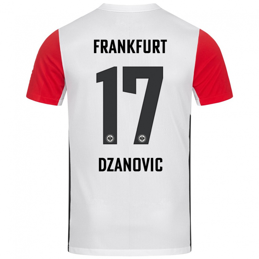 Kandiny Gyermek Benjamin Dzanovic #17 Fehér Piros Hazai Jersey 2024/25 Mez Póló Ing