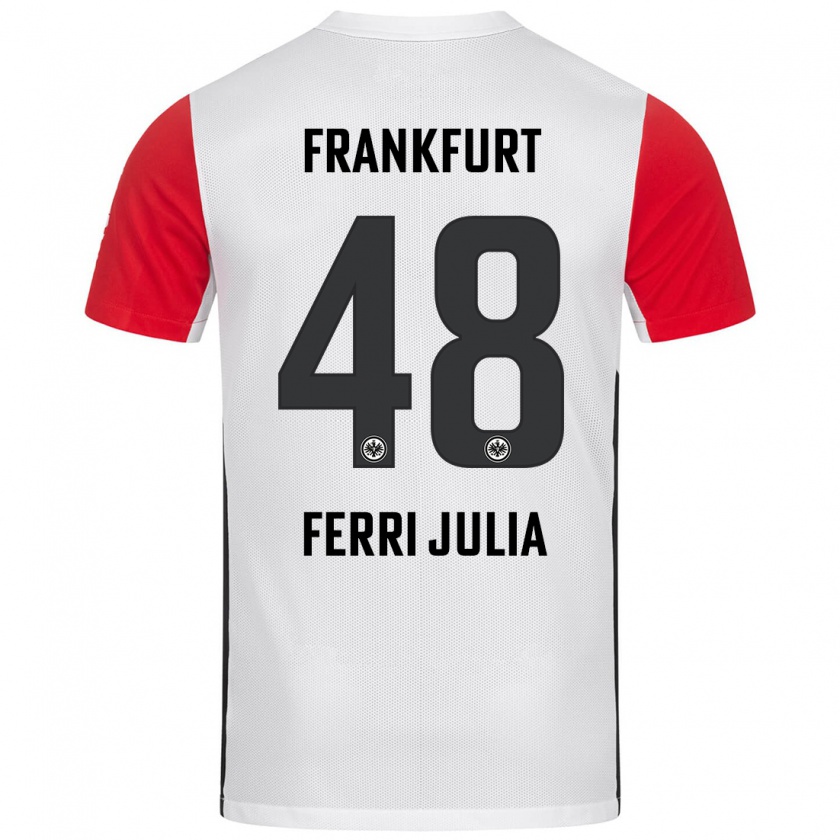 Kandiny Gyermek Nacho Ferri #48 Fehér Piros Hazai Jersey 2024/25 Mez Póló Ing