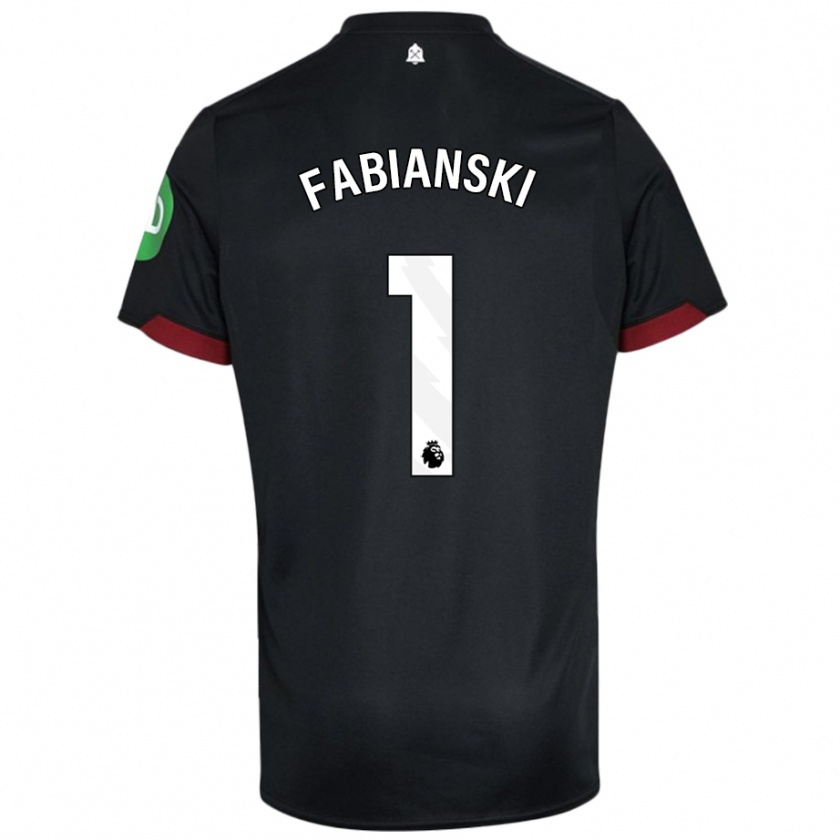 Kandiny Gyermek Lukasz Fabianski #1 Fekete Fehér Idegenbeli Jersey 2024/25 Mez Póló Ing