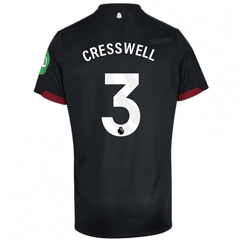 Kandiny Gyermek Aaron Cresswell #3 Fekete Fehér Idegenbeli Jersey 2024/25 Mez Póló Ing