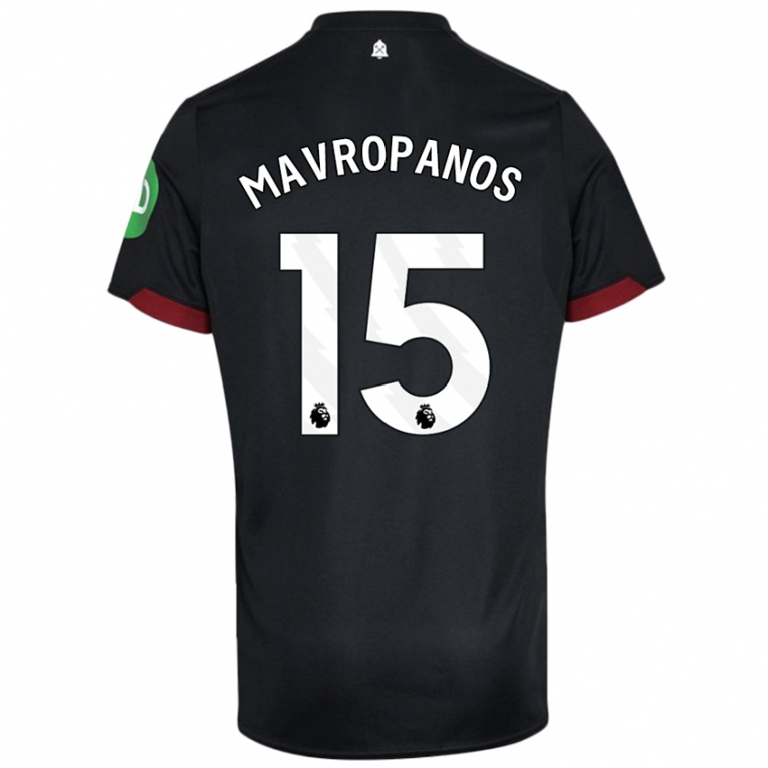 Kandiny Gyermek Konstantinos Mavropanos #15 Fekete Fehér Idegenbeli Jersey 2024/25 Mez Póló Ing