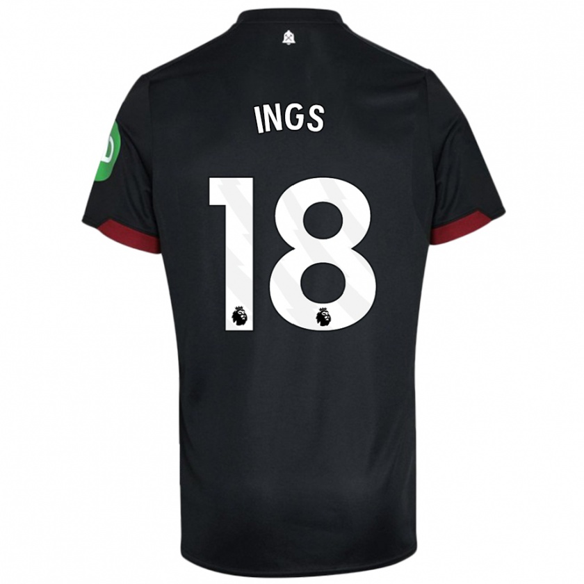 Kandiny Gyermek Danny Ings #18 Fekete Fehér Idegenbeli Jersey 2024/25 Mez Póló Ing